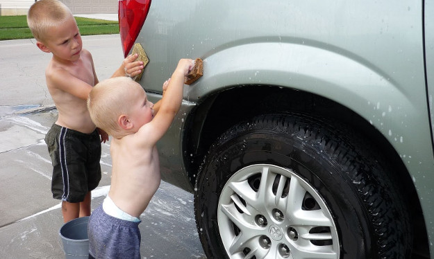 Kids Washing Car
